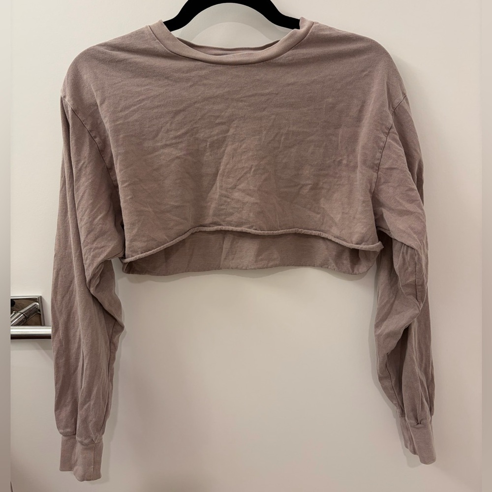 TNA Cropped Long-Sleeve Top in Dusty Mauve
